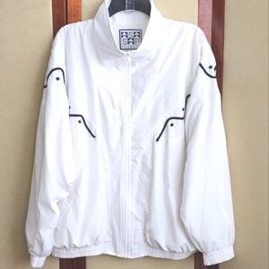 Vintage Segrets White Bomber Windbreaker Jacket Size L